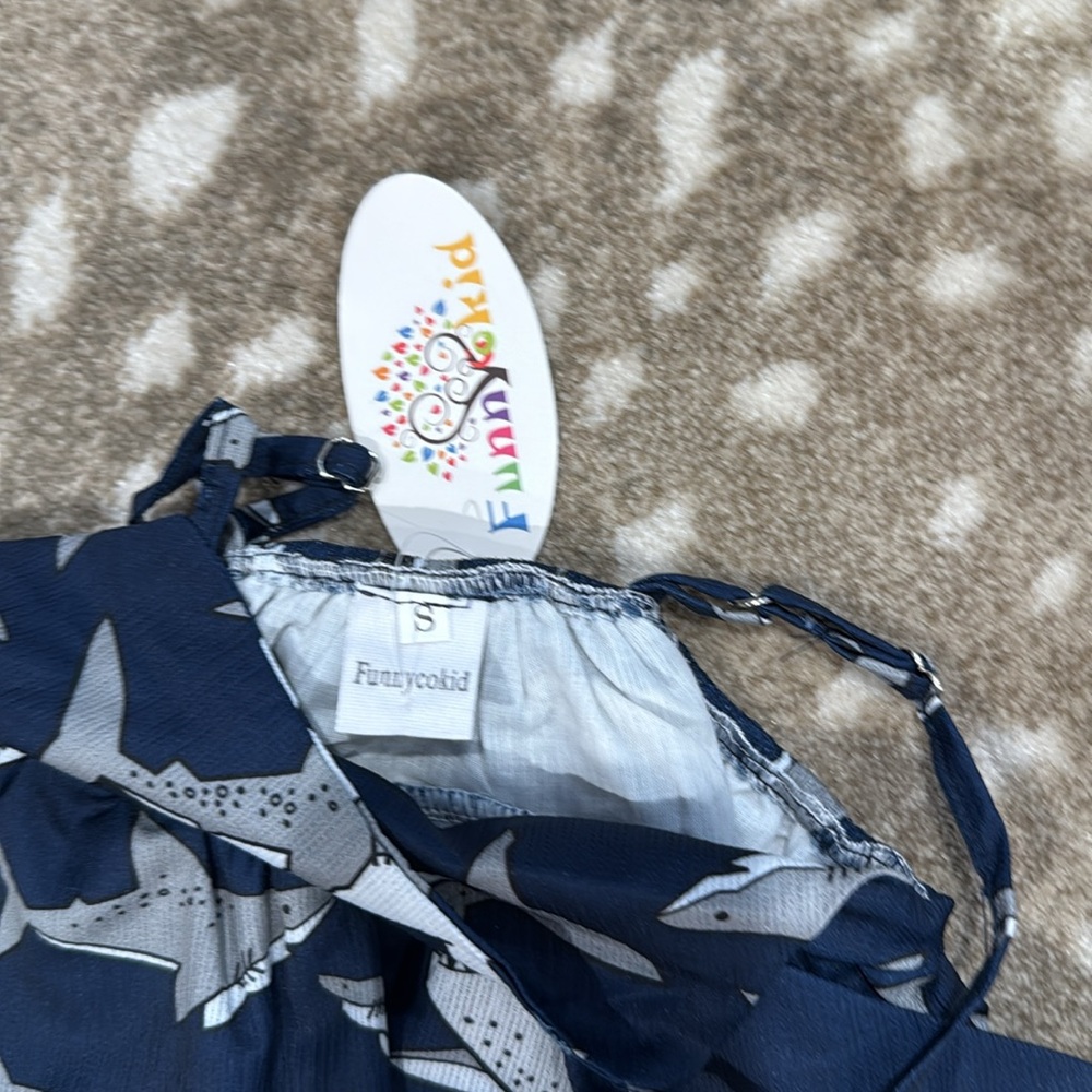 Funny Kid Shark Print Jumper Skirt for Girls. Size S - Picture 4 of 5